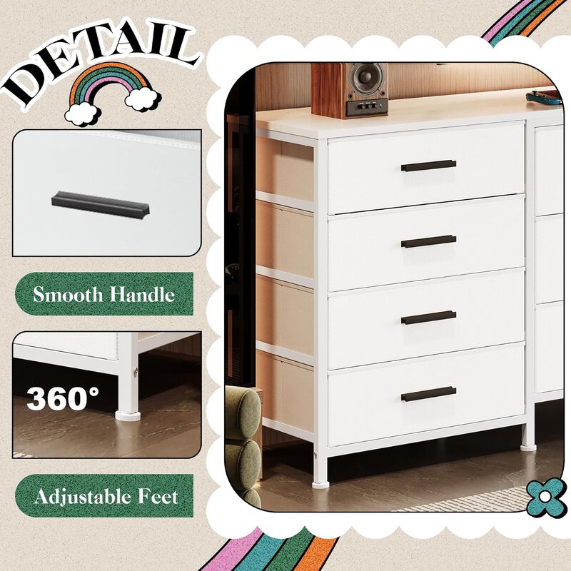 White  Entertainment Center TV Stand with Deep Drawers