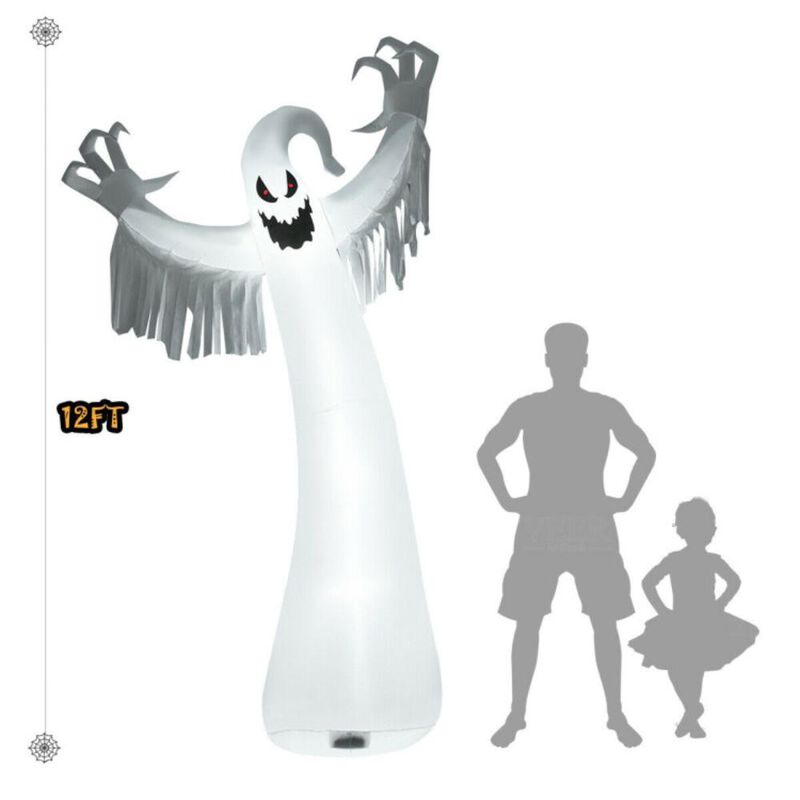 Hivvago 12 Feet Halloween Inflatable Spooky Ghost with Blower and LED Lights