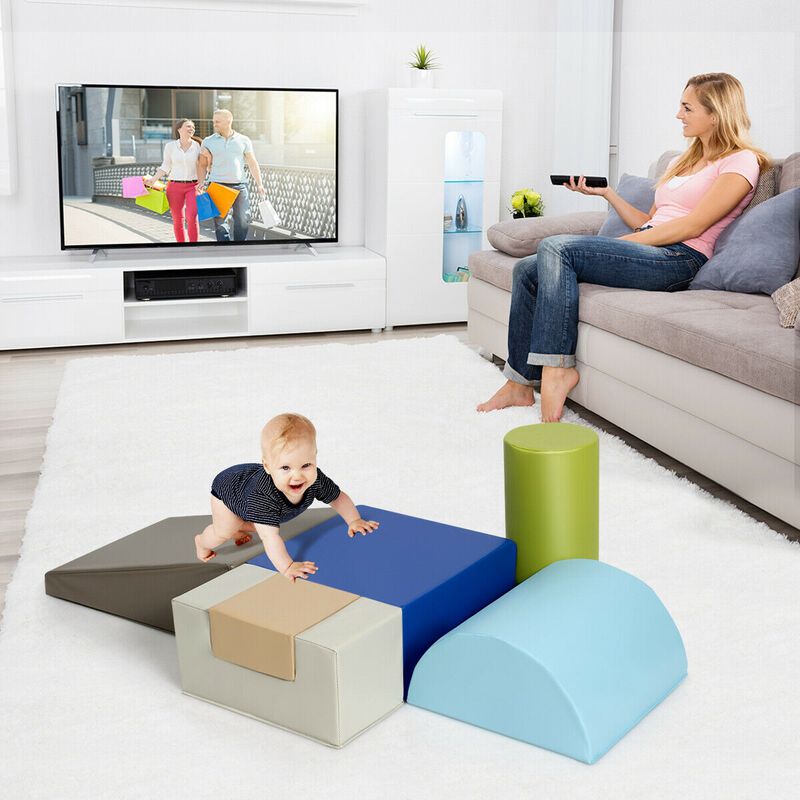 6 Piece Climb Crawl Play Set Indoor Baby Toddler-Grey