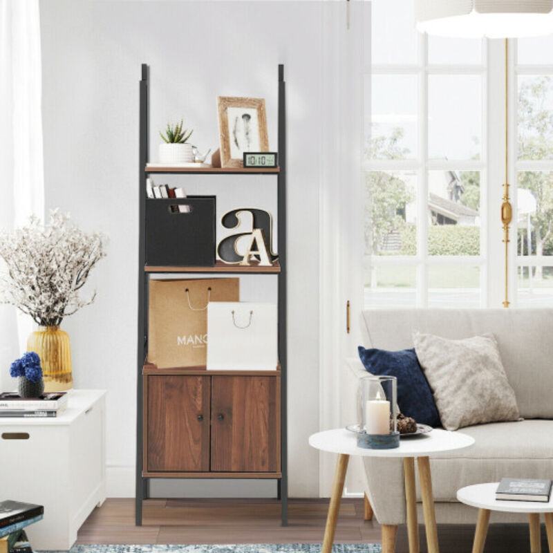 3-Tier Metal Frame Ladder Shelf Bookcase for Stylish Home Organization
