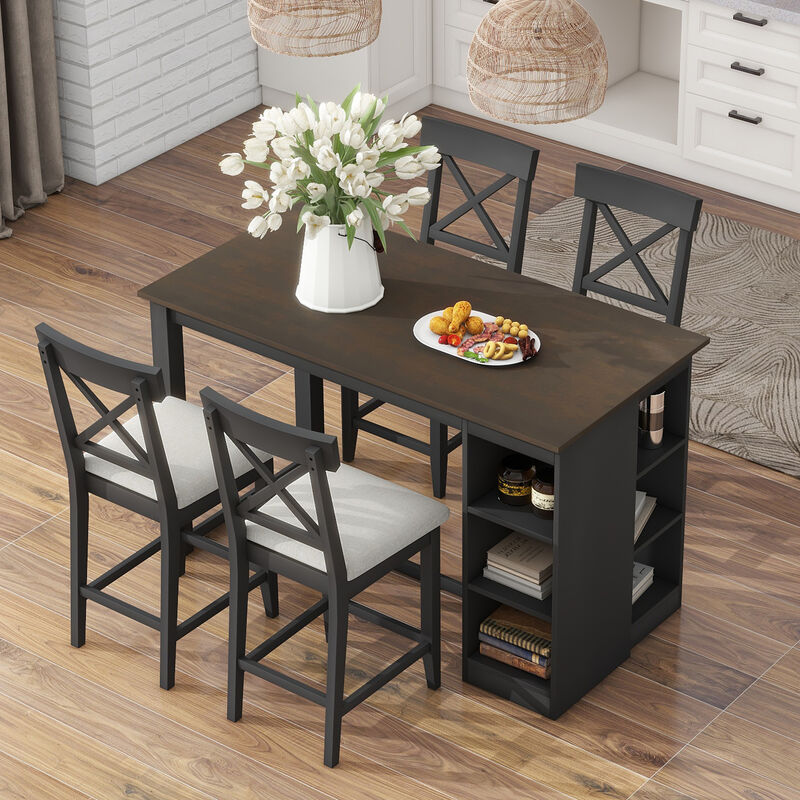 Merax Solid Wood Farmhouse Counter Height Dining Table Set