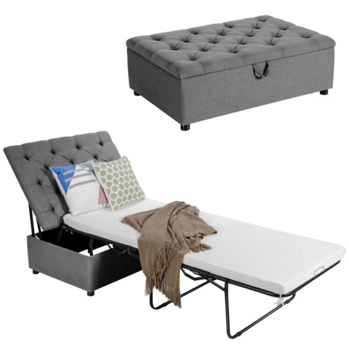 Hivvago Folding Ottoman Sleeper Bed with Mattress for Guest Bed and Office Nap