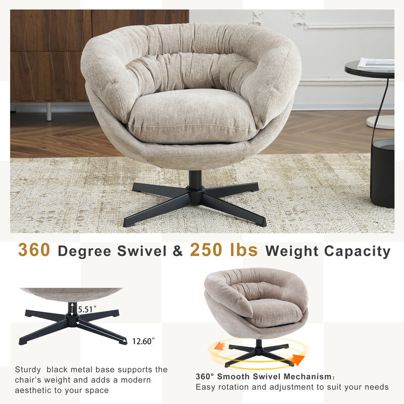 Merax Chenille Upholstered 360° Swivel Accent Chair