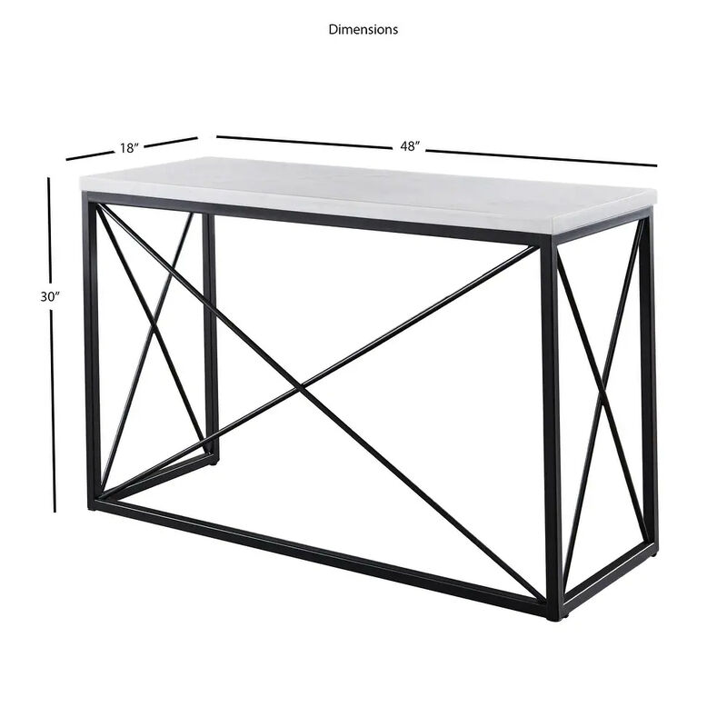 Skyler White Marble Top Rectangle Sofa Table