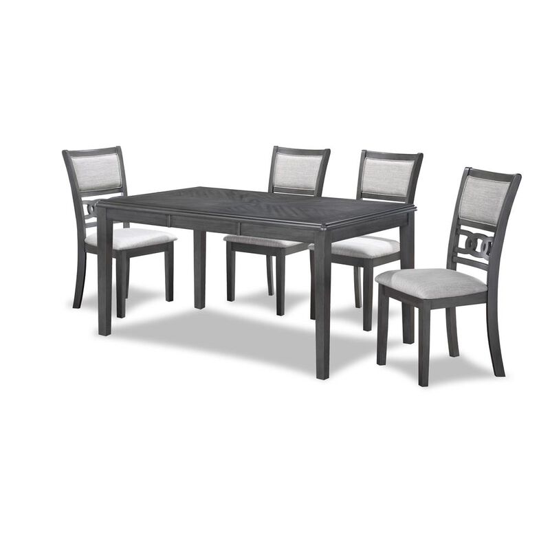 New Classic Furniture Gia 5-Piece 60 Wood Rectangle Dining Set with 4 Chairs in Gray