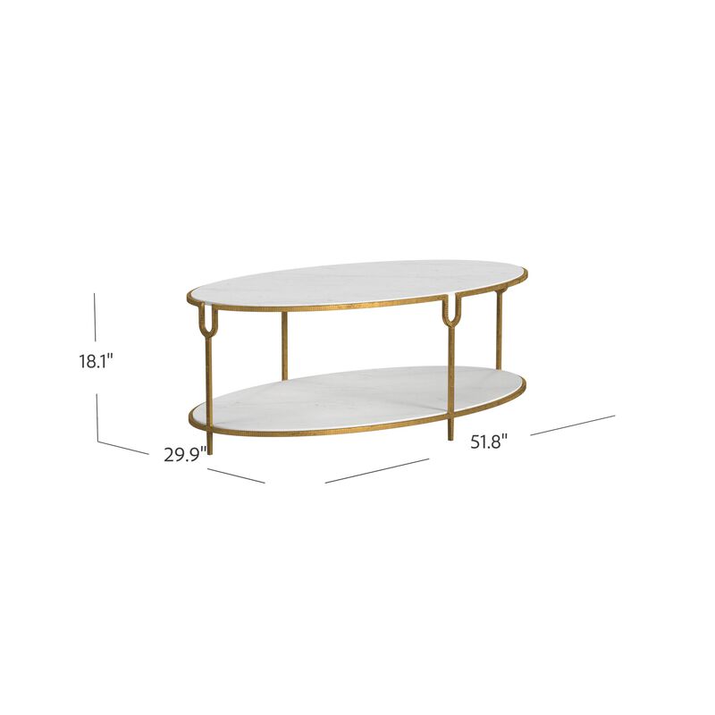 Iron and Stone Oval Coffee Table