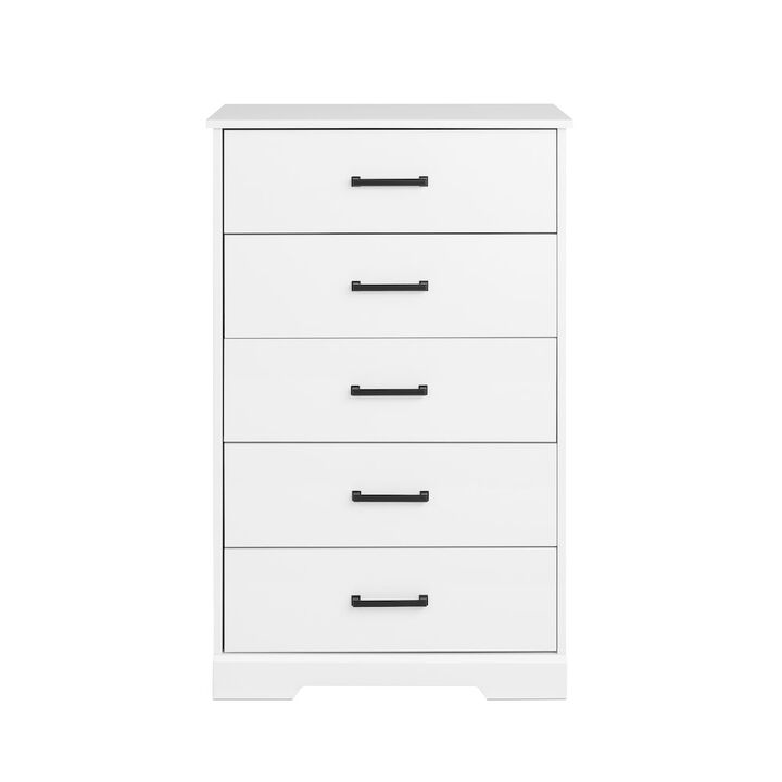 Prepac Rustic Ridge White 5 Drawer 18.5D x 27.5W x 43.5H Dresser
