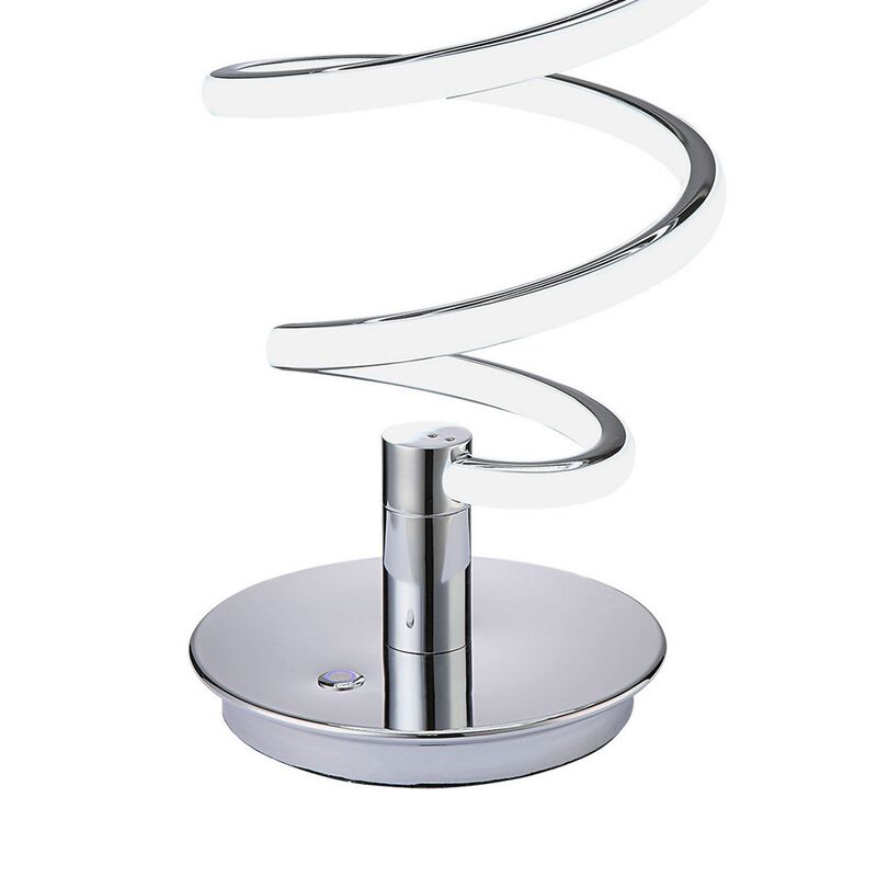 Sun 20 Inch Table Lamp, Accent Twisted Modern Design, LED Light Chrome Base-Benzara