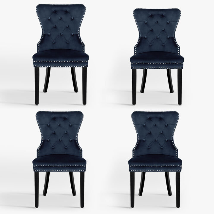 WestinTrends Velvet Upholstered Tufted Dining Chairs (Set of 4)