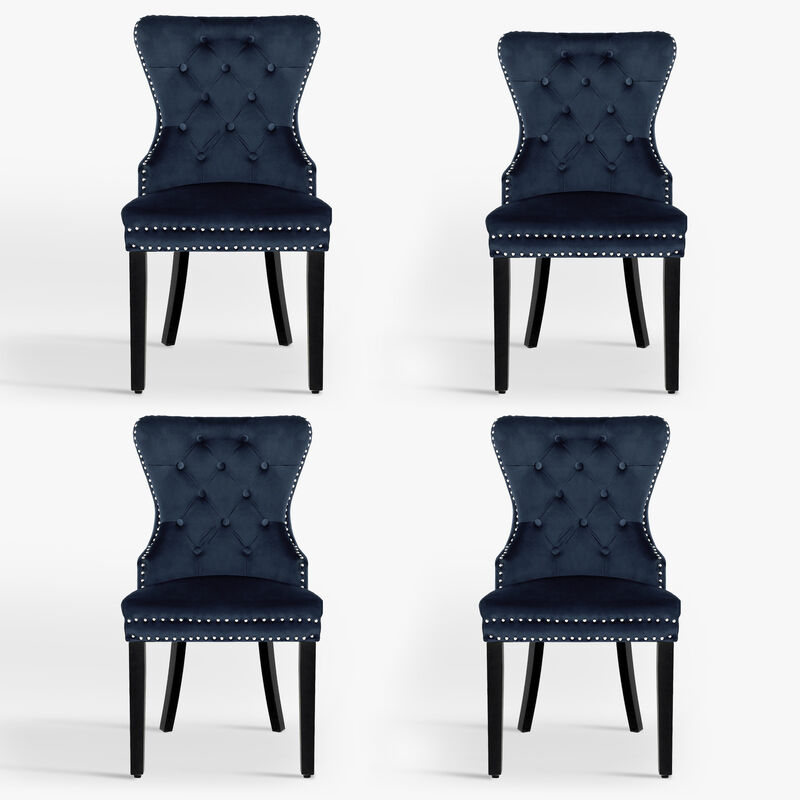 WestinTrends Velvet Upholstered Tufted Dining Chairs (Set of 4)