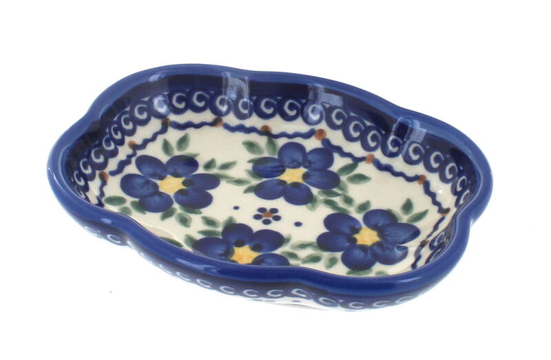 Blue Rose Polish Pottery Spring Blossom Soap Dish