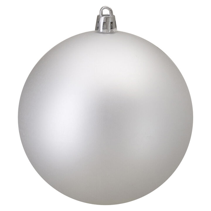 Matte Silver Shatterproof Christmas Ball Ornament 4" (100mm)