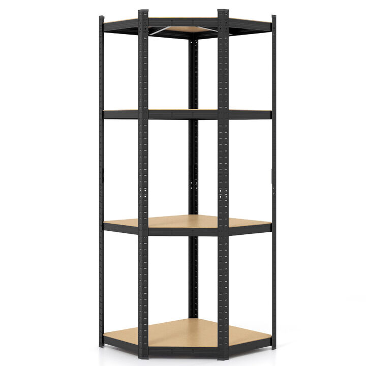 4-Tier Corner Shelving Unit Adjustable Garage Storage Utility Rack for Warehouse