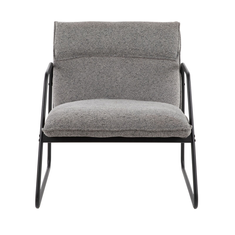 Casper Industrial Arm Chair In Black Steel And Grey Noise Fabric