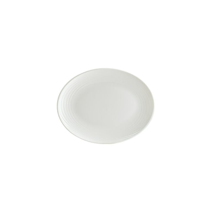 Loop 9.75" x 7.5" x h:1" Oval Warm White Porcelain Platter (Set of 2)