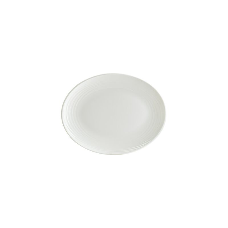 Loop 9.75" x 7.5" x h:1" Oval Warm White Porcelain Platter (Set of 2)