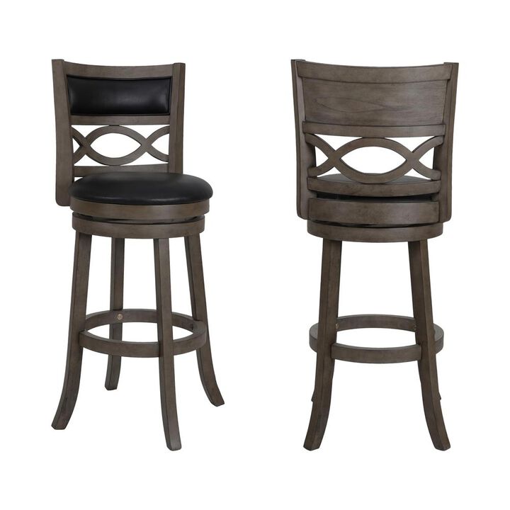 New Classic Furniture New Classic Manchester Gray Wood Swivel Bar Stool with PU Seat (Set of 2)