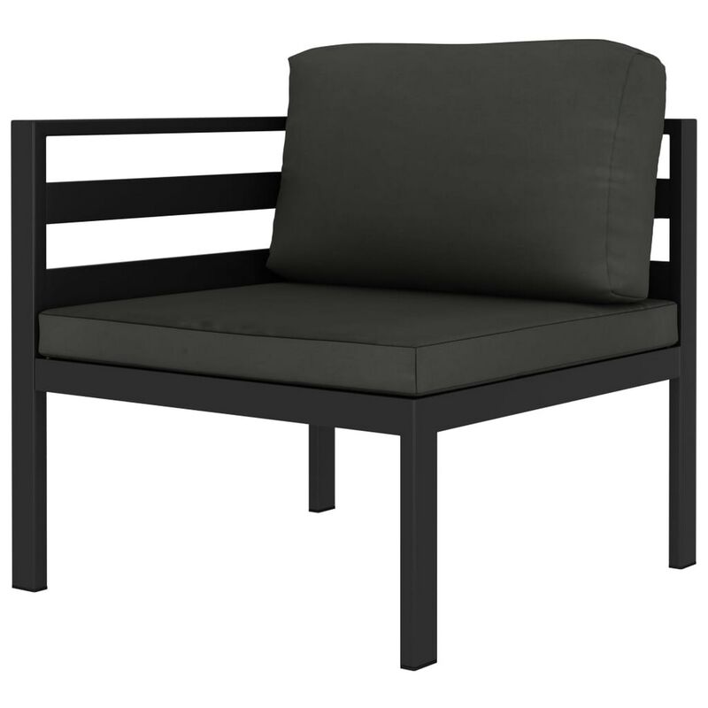 Shina 5pc Outdoor Modular Sofa Set with Coffee Table, Gray Aluminum - Benzara