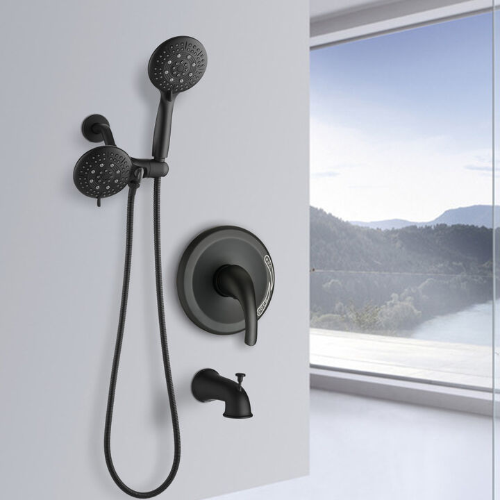 Classic High Pressure Single Handle 7 Function Rain Shower Head With Handheld Shower With Tub Spout
