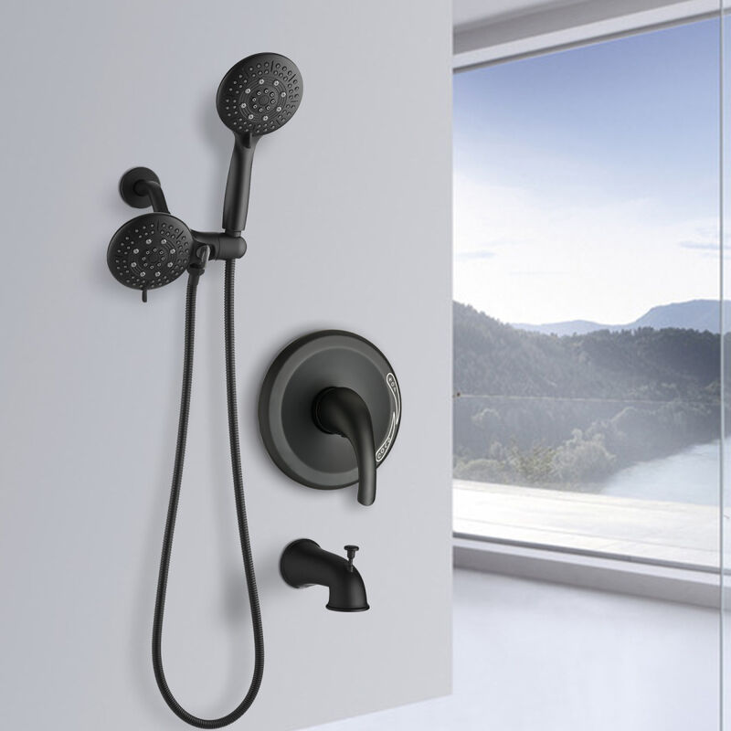 Classic High Pressure Single Handle 7 Function Rain Shower Head With Handheld Shower With Tub Spout