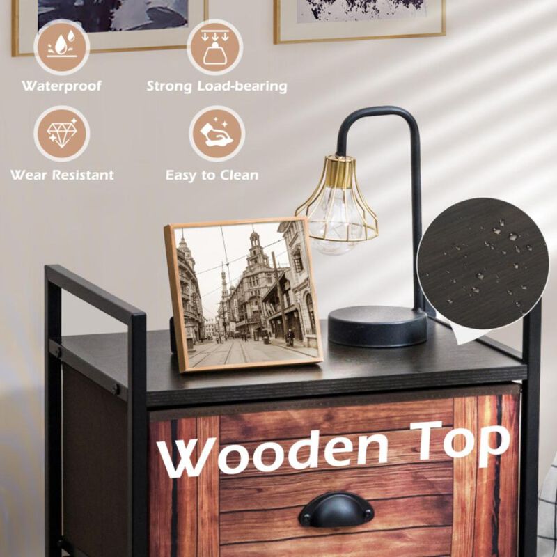 Hivvago Industrial 3-Layers Fabric Dresser with Fabric Drawers and Steel Frame