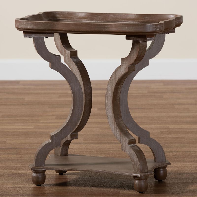 Baxton Studio Yannick French Country Antique Brown Wood End Table