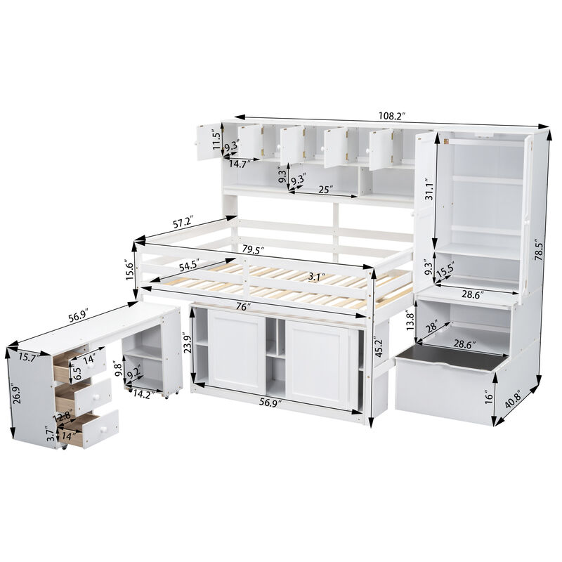 Merax Storage Loft Bed  with Desk