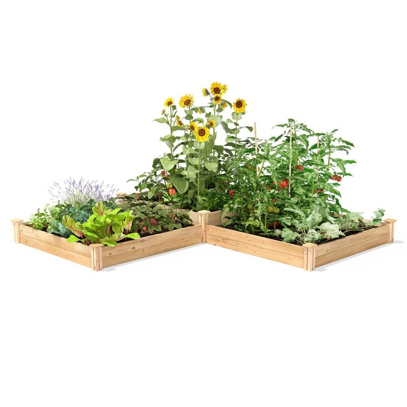 QuikFurn Farmhouse Pine Wood Raised Garden Bed 4 ft x 12 ft -