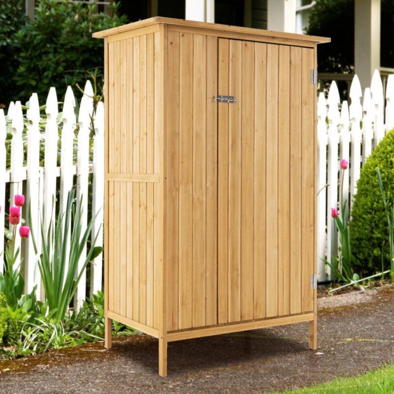 Hivvago 5 × 3 Feet Outdoor Storage Cabinet with Asphalt Roof and 3 Shelves