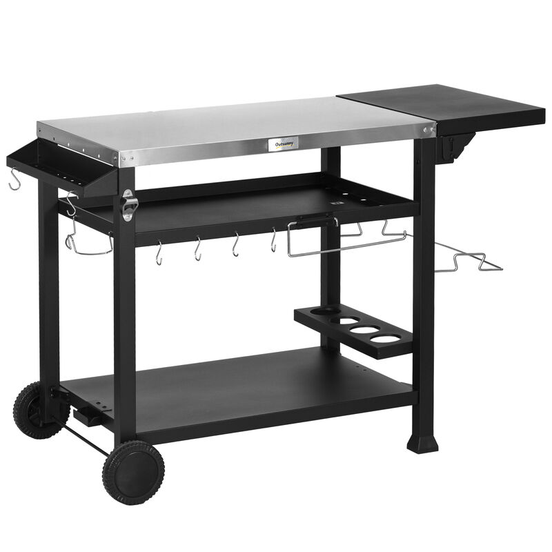 Streamdale Versatile Outdoor Grill Table with Adjustable Stainless Steel Surface