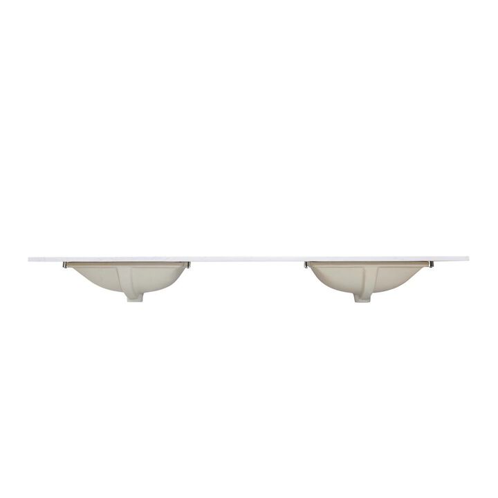 Altair 72 in. Composite Stone Vanity Top in Aosta White with White Sink