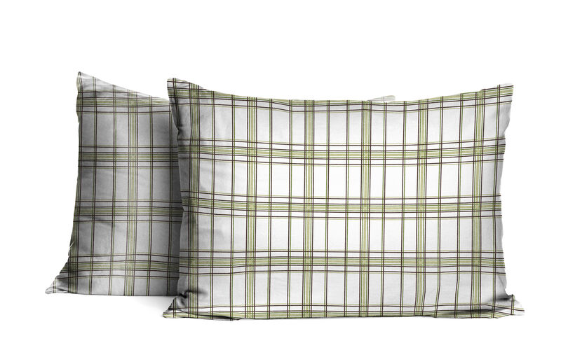 Pointehaven Heavy Weight 100% Cotton Sage Plaid Printed 170 GSM Flannel 4 pc Sheet Set, King