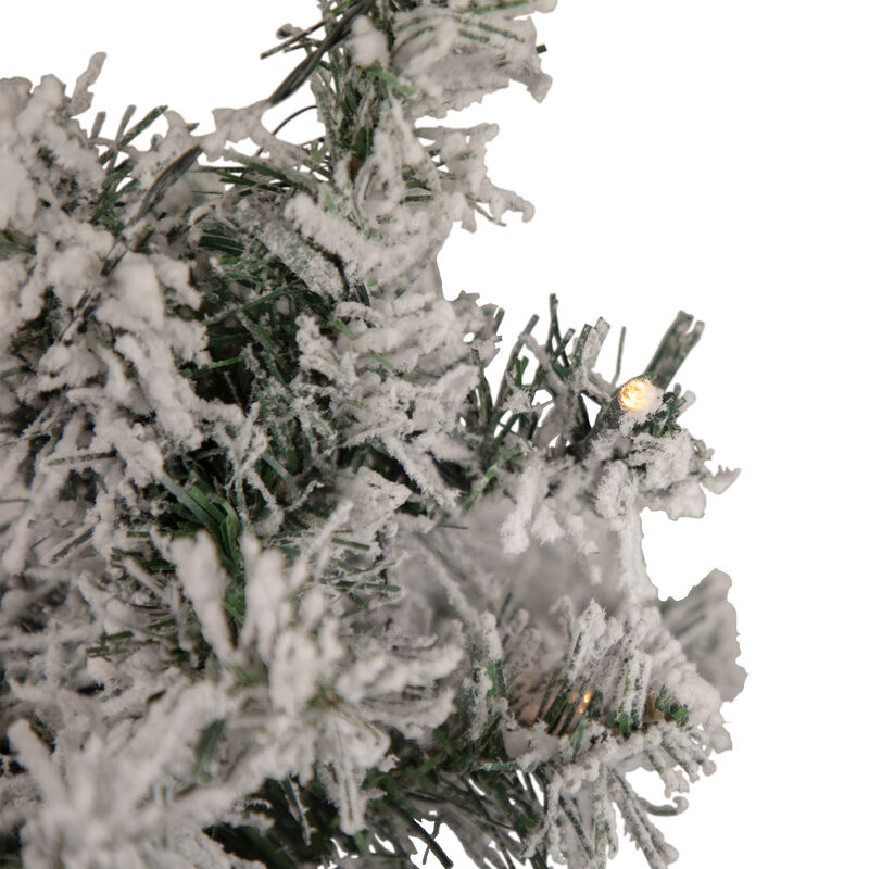 3' Pre-Lit Heavily Flocked Medium Pine Artificial Christmas Tree - Warm White LED Lights