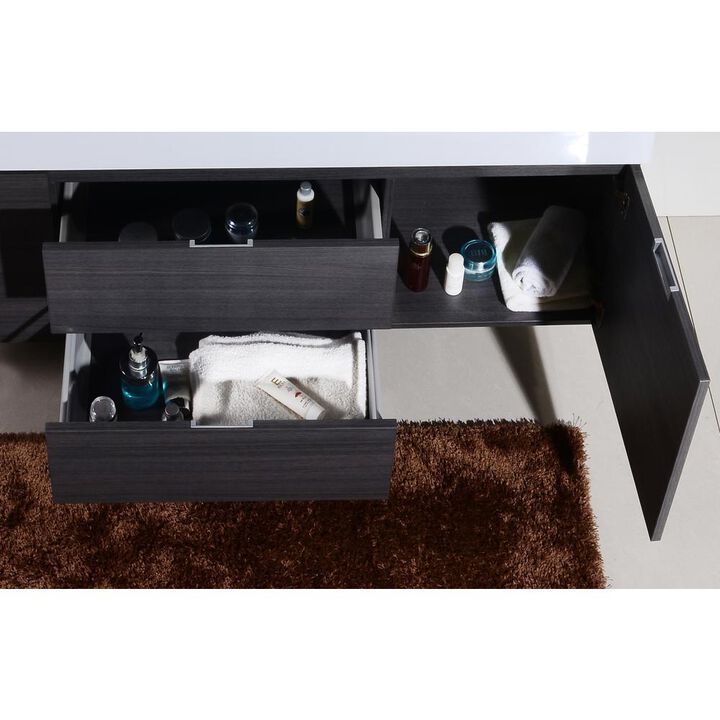 Kubebath Bliss 60 Double Sink Gray Oak Wall Mount Modern Bathroom Vanity