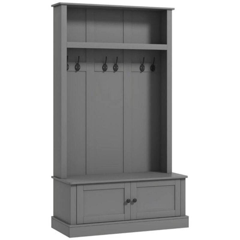 Hall Tree Entryway Bench with Coat Rack & Storage Cabinet For Multi-Functional Organizer