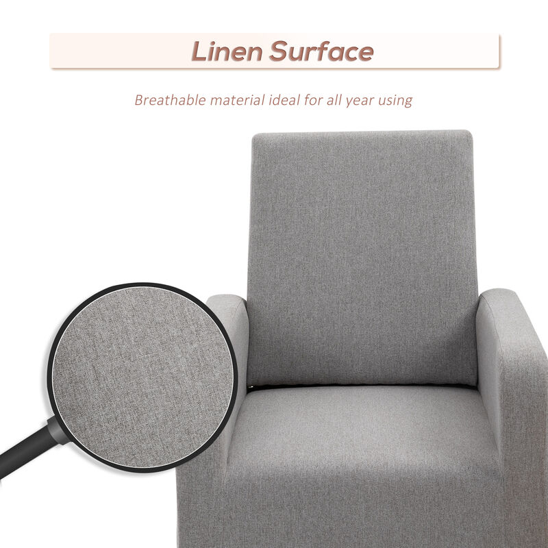 Breathable Linen Fabric Side Chair/Living Room Chair with Thick Padded Seats