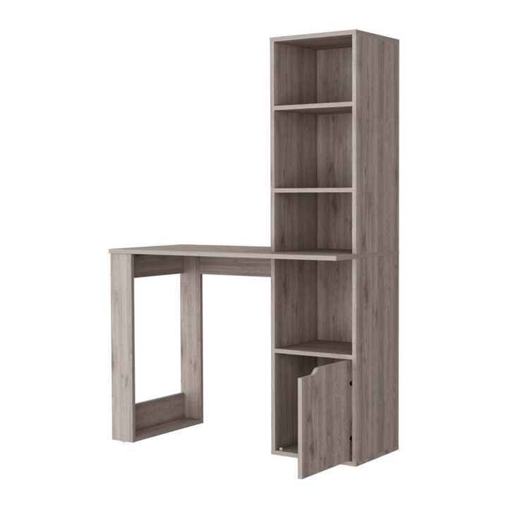 Broadmoor Computer Desk With 4-Tier Bookcase And 1-Door Cabinet Gray Broadmoor Computer Desk With 4-Tier Bookcase And 1-Door Cabinet Gray