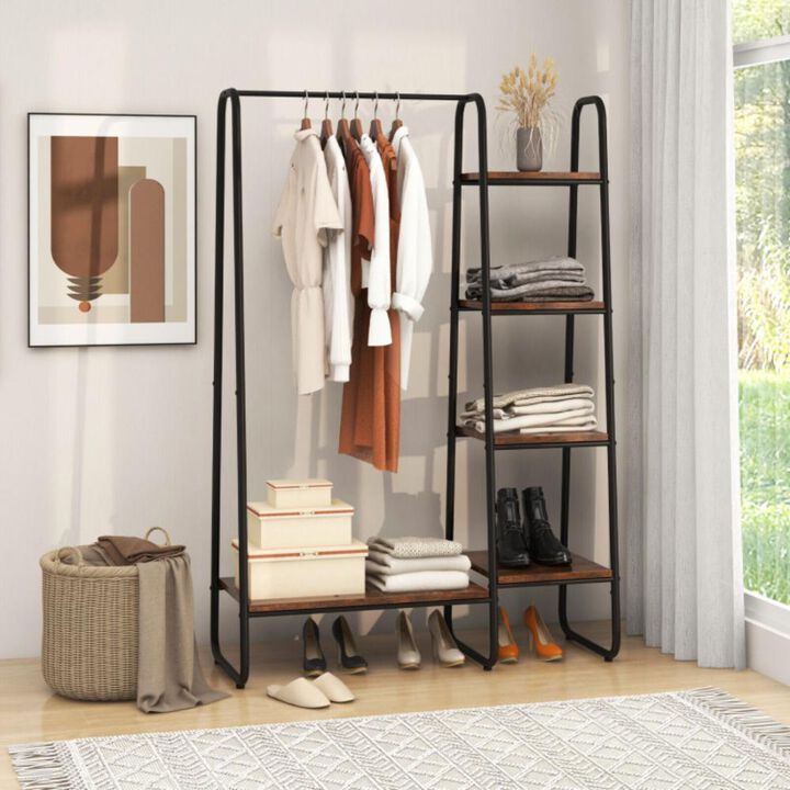 Hivvago Clothes Rack Free Standing Storage Tower with Hanging Bar