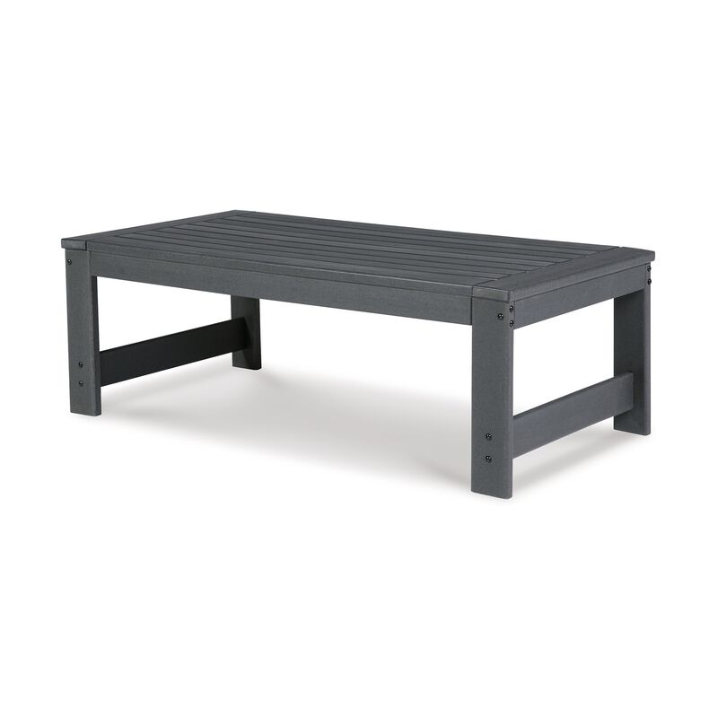 Wigo 48 Inch Outdoor Coffee Table, Slatted Top, Modern Style, Charcoal Gray - Benzara