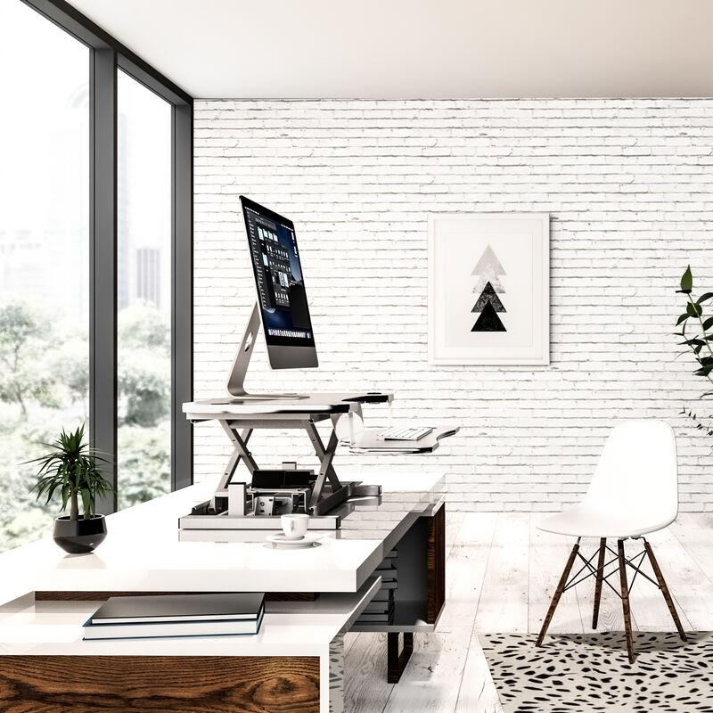 VersaDesk PowerPro® 40"W Electric Adjustable Standing Desk Converter, White