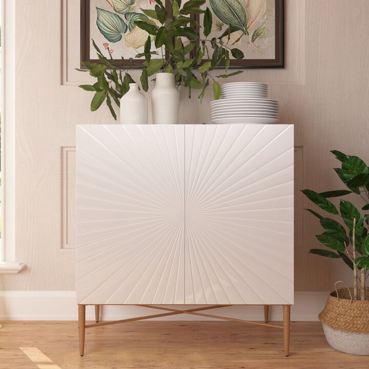 32 in. H Vintage Wood Gold 2 Door Storage Cabinet