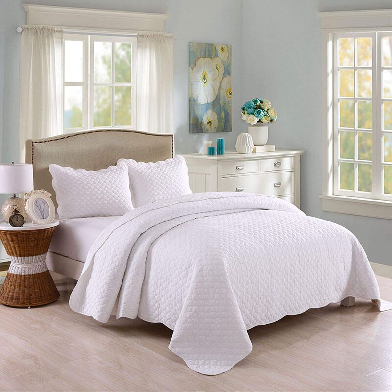 MarCielo White Cotton Quilt Set Bedspread Coverlet B34
