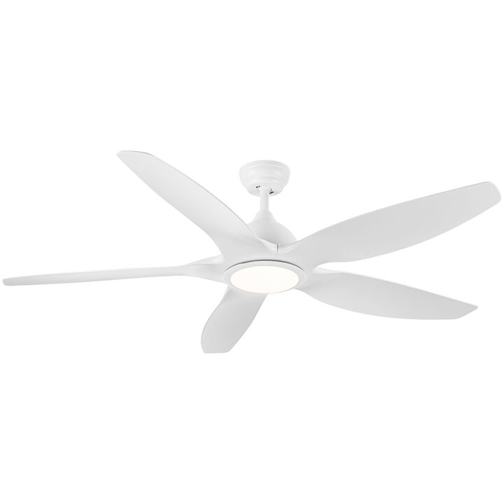 Modern 60 In Integrated LED Ceiling Fan Lighting With White Abs Blade