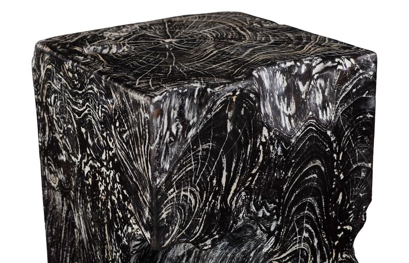 Black Wash Square Stool