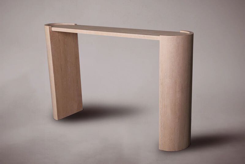 D-Shaped Travertine Console Table 60"