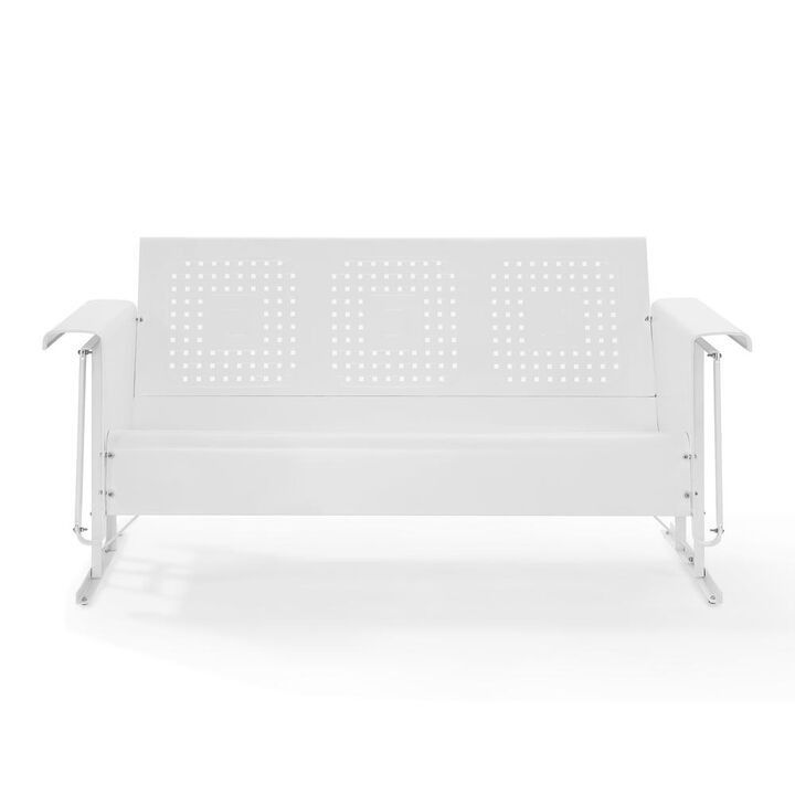 Crosley Furniture Bates Outdoor Metal Sofa Glider White