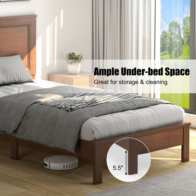 Twin Size Platform Bed Frame with Rubber Wood Leg