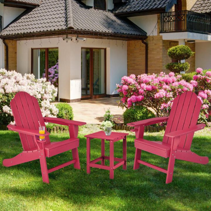Hivvago Outdoor Adirondack Chair with Built-in Cup Holder for Backyard Porch