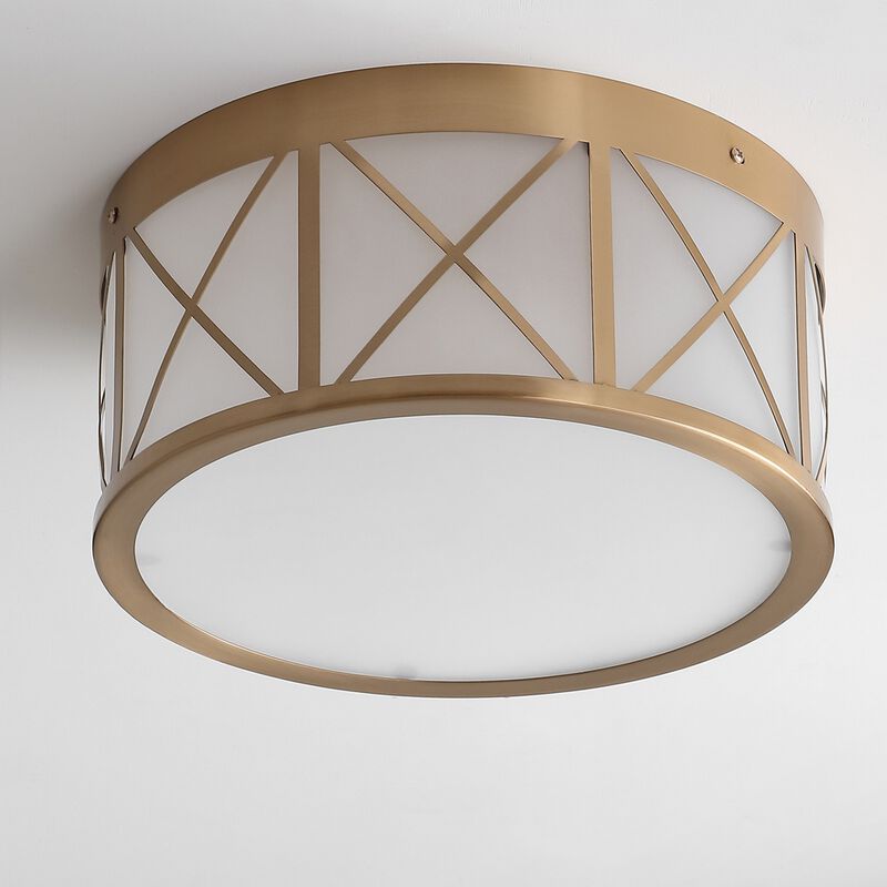 Cadence Drum Metal/Glass Flush Mount