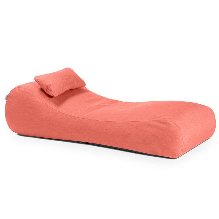 Arlo Outdoor Bean Bag Sun Lounger - Pool and Patio Chaise Bean Bag Lounger, Petal